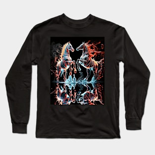 Fire and Ice Horses Fighting Long Sleeve T-Shirt